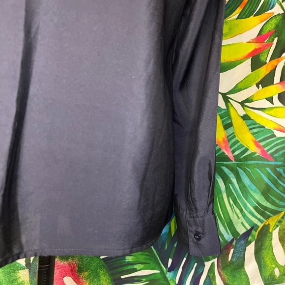 EUC Worthington Medium Navy Blue Red White Stripe Nautical Preppy Classic Blouse - Picture 6 of 8